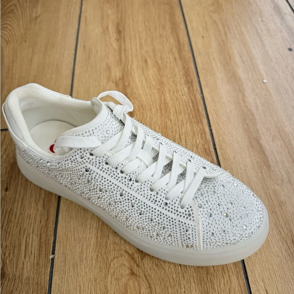 Aldo men’s White Rhinestone Sneakers - Picture 1 of 4